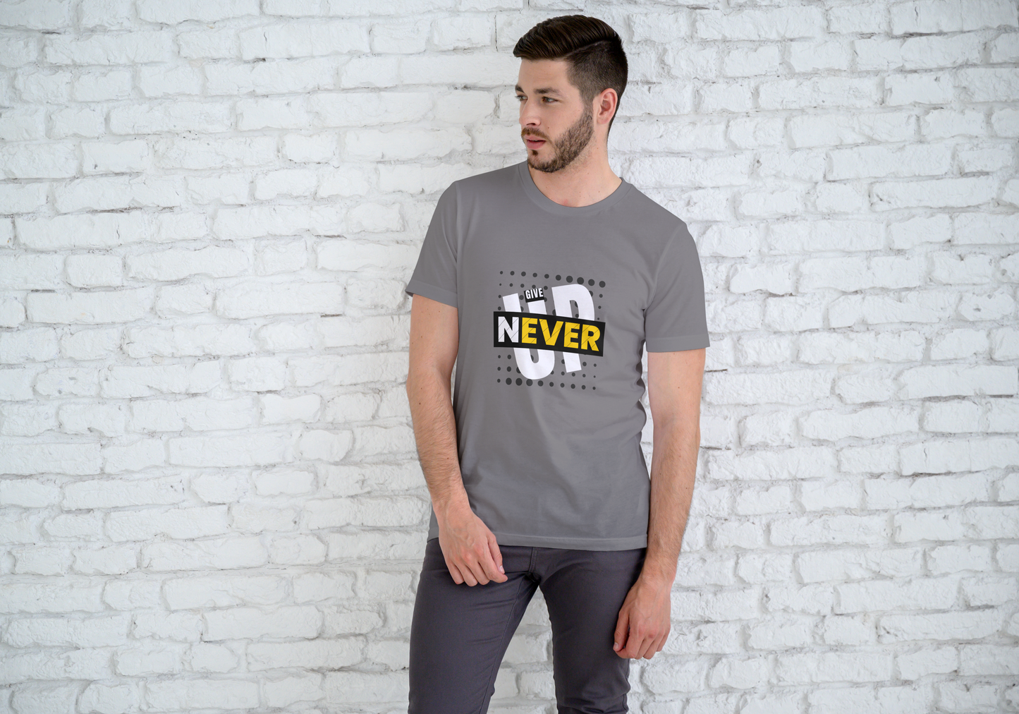 Never give up Tshirt - Grey